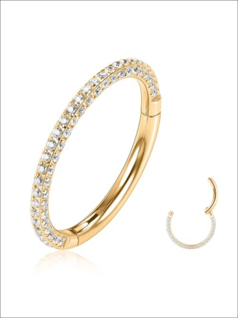316L Surgical Steel Septum Nose Ring 16G 8mm Triple CZ Clicker Hoop